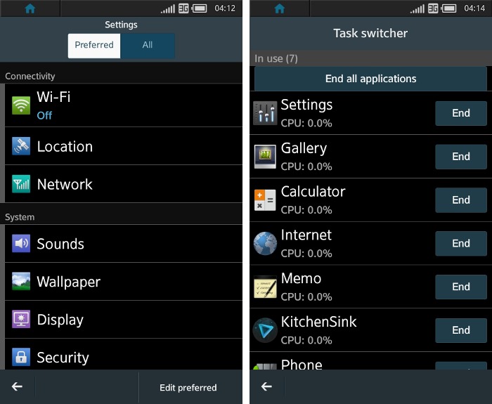 Tizen UX - Settings and Task Switcher